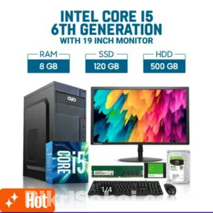 Intel Core i5,6th Generation RAM : 8GB DDR3 SSD120GB HD500GB